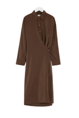 STRAIGHT COLLAR TWISTED DRESS IN DRY SILK