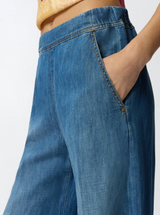 Wide-leg jeans in linen-blend denim
