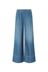 Wide-leg jeans in linen-blend denim