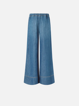 Wide-leg jeans in linen-blend denim