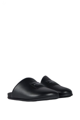 Label flat mules in nappa leather