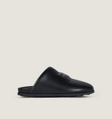 Label flat mules in nappa leather