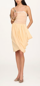 LACE-TRIMMED RUCHED BODYSUIT