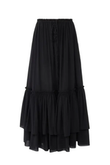 RUFFLED LONG SKIRT IN CRÊPE DE CHINE