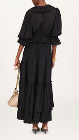 RUFFLED LONG SKIRT IN CRÊPE DE CHINE