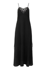 LONG LINGERIE DRESS IN CRÊPE DE CHINE & LACE
