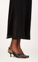 LONG LINGERIE DRESS IN CRÊPE DE CHINE & LACE