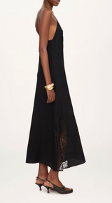 LONG LINGERIE DRESS IN CRÊPE DE CHINE & LACE