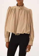 GATHERED BOULE JACKET IN COTTON CANVAS