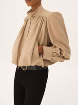 GATHERED BOULE JACKET IN COTTON CANVAS
