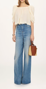 SMALL CHLOÉ SPIN TOTE BAG IN RAFFIA-EFFECT & LEATHER