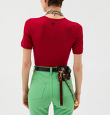 Embroidered Wool Ribbed Knit T-Shirt