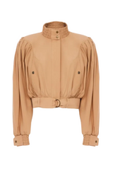 GATHERED CROPPED JACKET IN COTTON POPLIN