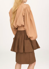 GATHERED CROPPED JACKET IN COTTON POPLIN