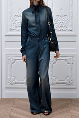 Long Blouse with Tied Collar