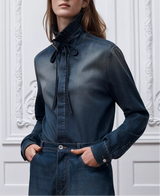 Long Blouse with Tied Collar