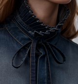 Long Blouse with Tied Collar