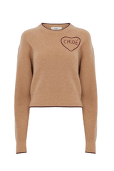 CROPPED FITTED LOGO SWEATER IN A WOOL & CASHMERE KNIT