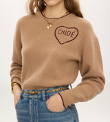 CROPPED FITTED LOGO SWEATER IN A WOOL & CASHMERE KNIT