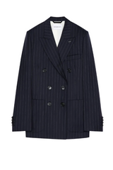 Double-breasted striped jacket in wool