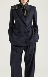 Double-breasted striped jacket in wool
