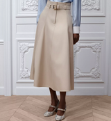 Mid-Length Belted Skirt