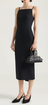 Sliced midi dress in crepe cady