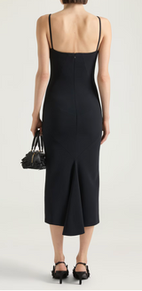 Sliced midi dress in crepe cady