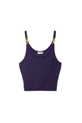 Stretch Viscose Mesh Ribbed Knit Top