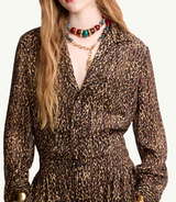 PAJAMA BLOUSE IN LUREX STRIPE SILK GEORGETTE