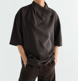 SOFT COLLAR TOP IN DRY SILK