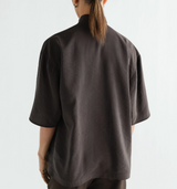 SOFT COLLAR TOP IN DRY SILK