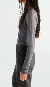 LONG-SLEEVE BALLERINA-STYLE TOP IN MESH JERSEY