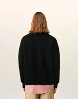 BLACK WOOL CARDIGAN WITH AMI DE COEUR
