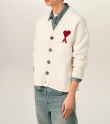 NATURAL WOOL CARDIGAN WITH AMI DE COEUR