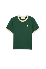 GREEN CONTRASTED COTTON T-SHIRT WITH AMI DE COEUR