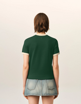 GREEN CONTRASTED COTTON T-SHIRT WITH AMI DE COEUR