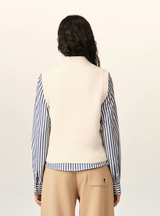WHITE SLEEVELESS WOOL SWEATER WITH AMI DE COEUR