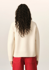 WHITE WOOL POLO WITH AMI DE COEUR