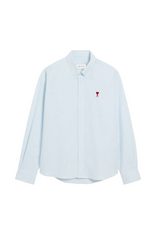 BLUE STRIPPED COTTON SHIRT WITH AMI DE COEUR