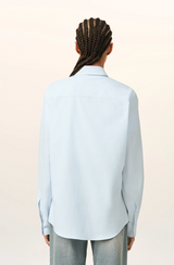 BLUE STRIPPED COTTON SHIRT WITH AMI DE COEUR