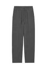 GREY ELASTICATED-WAIST WOOL TROUSERS