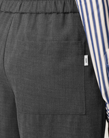 GREY ELASTICATED-WAIST WOOL TROUSERS