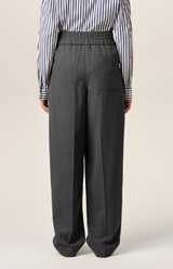 GREY ELASTICATED-WAIST WOOL TROUSERS