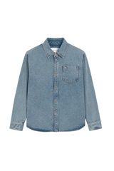 BLUE COTTON OVERSHIRT WITH AMI DE COEUR