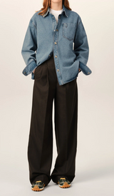 BLUE COTTON OVERSHIRT WITH AMI DE COEUR