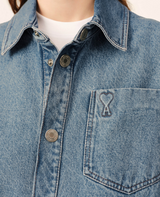 BLUE COTTON OVERSHIRT WITH AMI DE COEUR