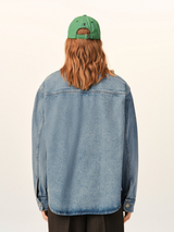 BLUE COTTON OVERSHIRT WITH AMI DE COEUR