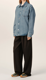 BLUE COTTON OVERSHIRT WITH AMI DE COEUR