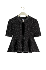 Short-Sleeved Peplum Sweater